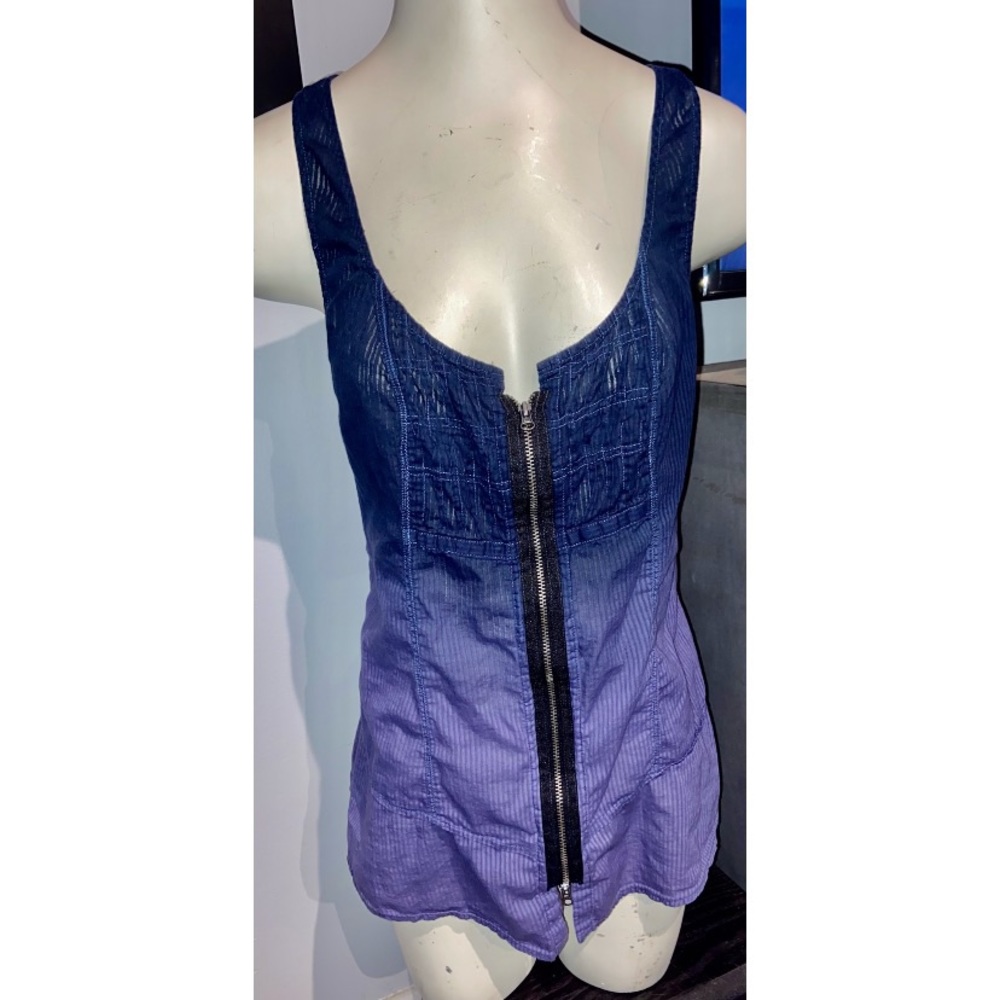 FREE PEOPLE, SLVLSS NAVY BLUE STRIPED TOP, SZ 8
